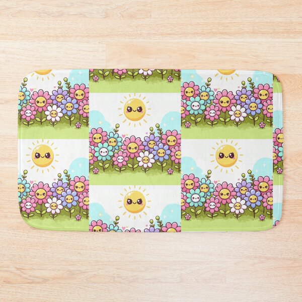 Item preview, Cute kawaii manga cartoon field flower flowers pink yellow Blue wildflowers  designed and sold by Coolparrotgirl.