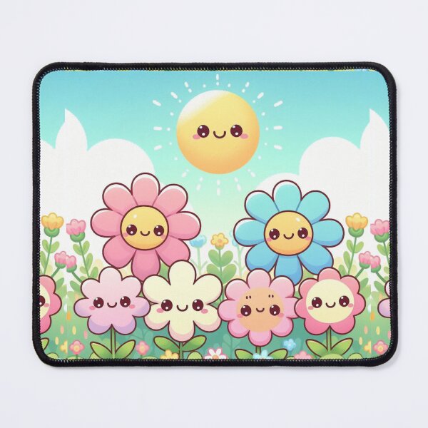 Item preview, Cute kawaii manga cartoon field flower flowers pink yellow Blue wildflowers designed and sold by Coolparrotgirl.