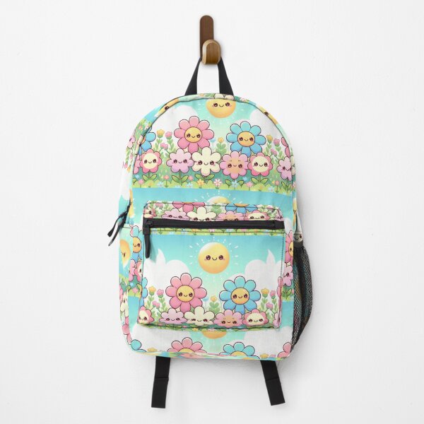 Item preview, Cute kawaii manga cartoon field flower flowers pink yellow Blue wildflowers  designed and sold by Coolparrotgirl.