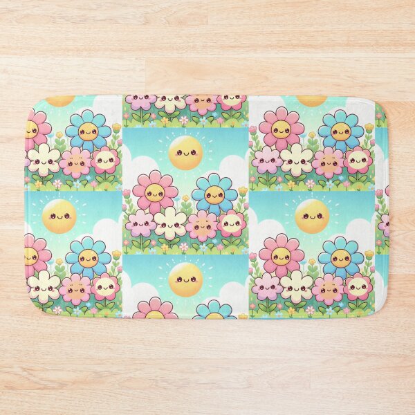 Item preview, Cute kawaii manga cartoon field flower flowers pink yellow Blue wildflowers  designed and sold by Coolparrotgirl.