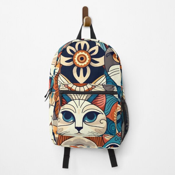 Item preview, Folk Art Cat Illustration - Whimsical Feline Pattern Artwork designed and sold by PillowTalkyZone.