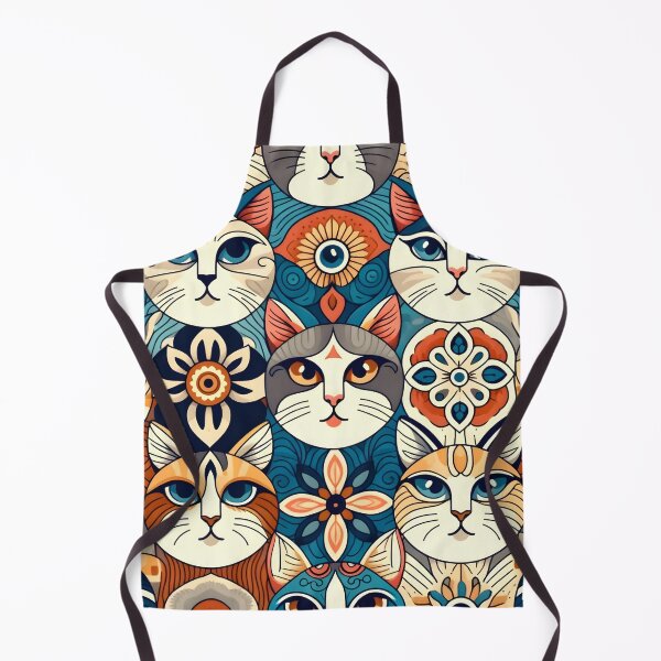 Item preview, Folk Art Cat Illustration - Whimsical Feline Pattern Artwork designed and sold by PillowTalkyZone.