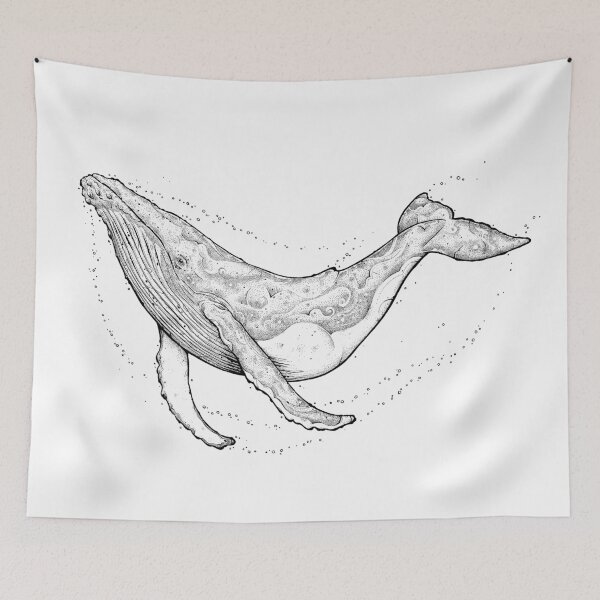Item preview, Humpback whale ink illustration designed and sold by Motivburg.