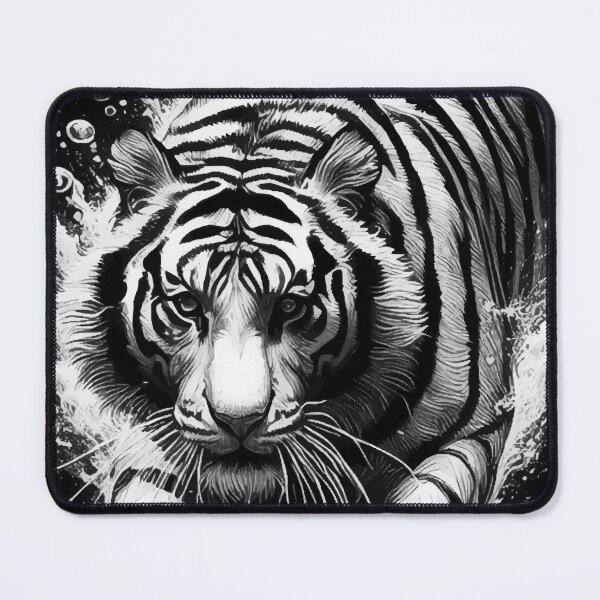 Item preview, Black And White Monochromatic Tiger Underwater designed and sold by TomFrontierArt.