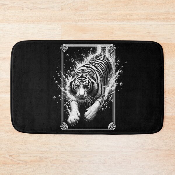 Item preview, Black And White Monochromatic Tiger Underwater designed and sold by TomFrontierArt.