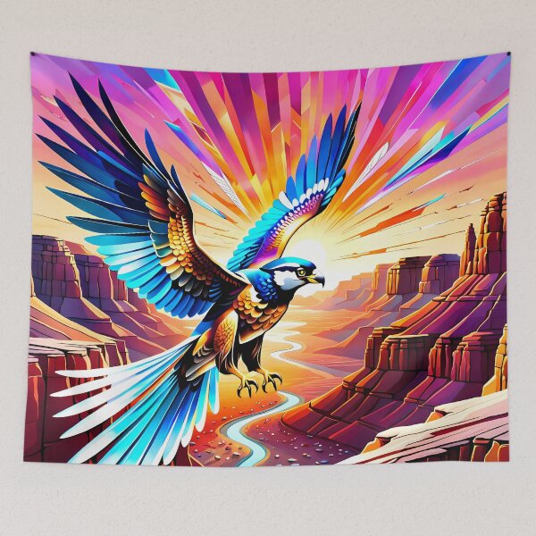 Item preview, Colourful Kestrel Flying in Desert Canyon, Ai Generated Art  designed and sold by ACC .