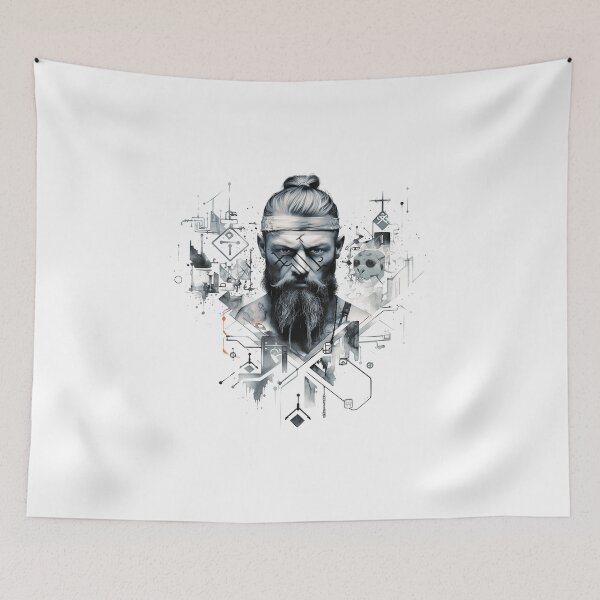 Item preview, Viking Warrior. Detailed tattoo Style Artwork designed and sold by Lucy Goosy Art.