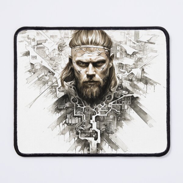 Item preview, Viking Warrior. Detailed tattoo Style Artwork designed and sold by Lucy Goosy Art.