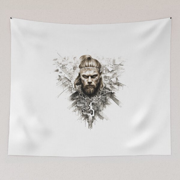 Item preview, Viking Warrior. Detailed tattoo Style Artwork designed and sold by Lucy Goosy Art.