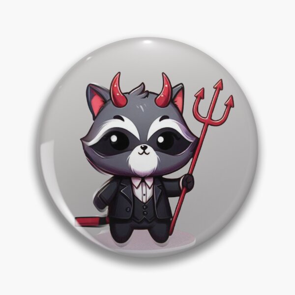 Item preview, Cute devil kawaii chibi head raccoon cartoon  designed and sold by Coolparrotgirl.