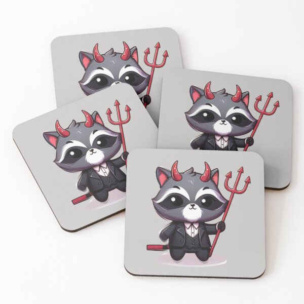 Item preview, Cute devil kawaii chibi head raccoon cartoon  designed and sold by Coolparrotgirl.