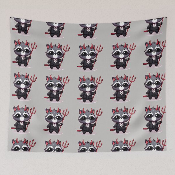 Item preview, Cute devil kawaii chibi head raccoon cartoon  designed and sold by Coolparrotgirl.