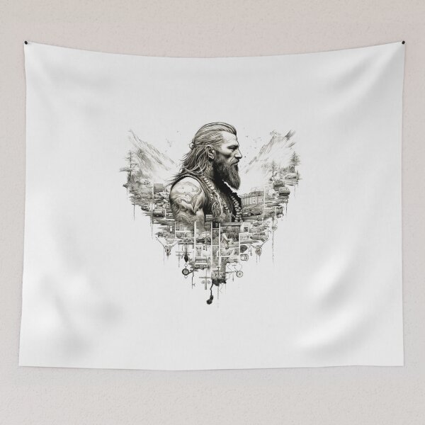 Item preview, Viking Warrior. Detailed tattoo Style Artwork designed and sold by Lucy Goosy Art.