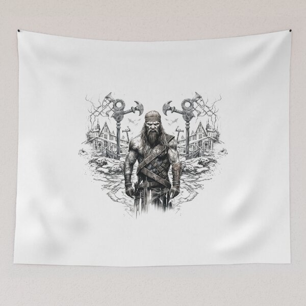 Item preview, Viking Warrior. Detailed tattoo Style Artwork designed and sold by Lucy Goosy Art.