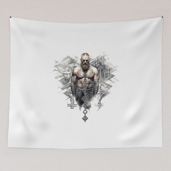 Item preview, Viking Warrior. Detailed tattoo Style Artwork designed and sold by Lucy Goosy Art.