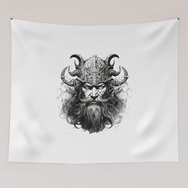 Item preview, Viking Warrior. Detailed tattoo Style Artwork designed and sold by Lucy Goosy Art.