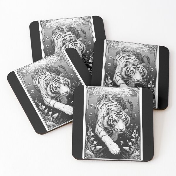 Item preview, Monochromatic Tiger Diving Underwater designed and sold by TomFrontierArt.