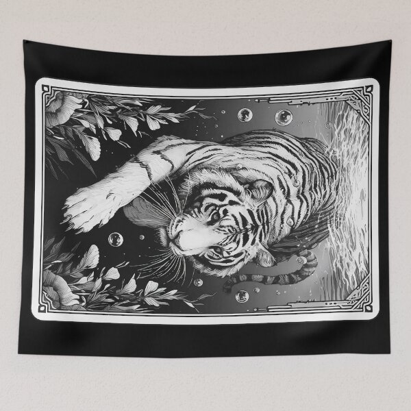 Item preview, Monochromatic Tiger Diving Underwater designed and sold by TomFrontierArt.