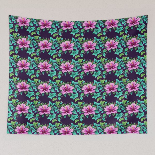 Item preview, Purple Hibiscus seamless pattern retro vintage baroque design designed and sold by BorgSpareParts.