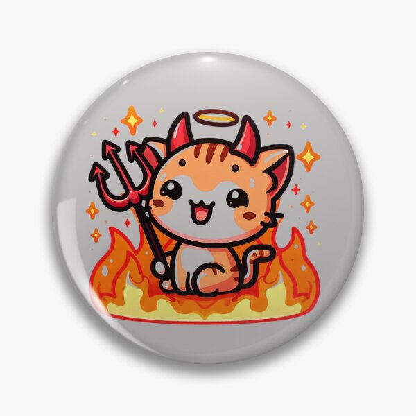 Item preview, Cute devil kawaii chibi head cat kitten kitty cartoon  designed and sold by Coolparrotgirl.
