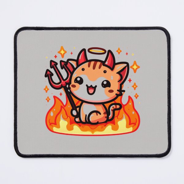 Item preview, Cute devil kawaii chibi head cat kitten kitty cartoon designed and sold by Coolparrotgirl.