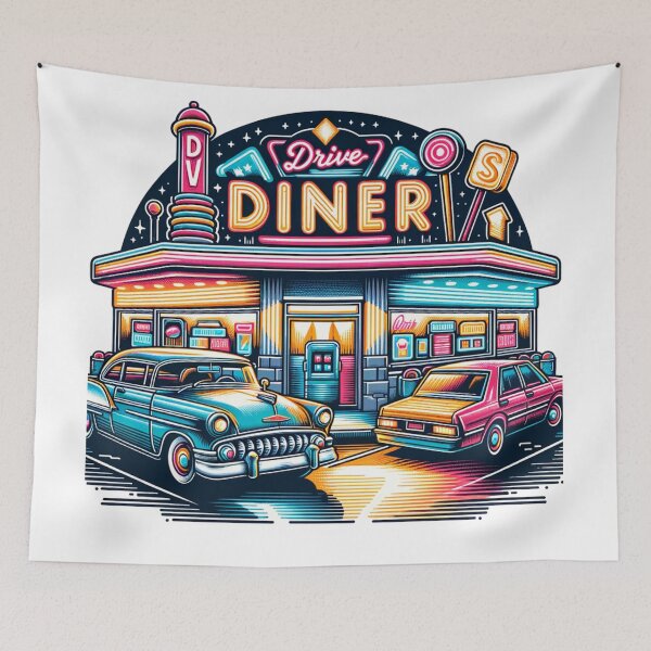 Item preview, Drive-In Diner designed and sold by Belarte.shop.