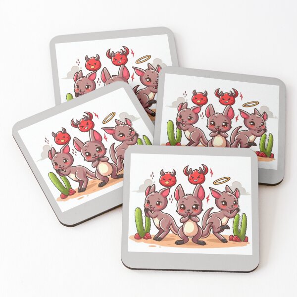 Item preview, Cute devil kawaii chibi head Australia kangaroo kangaroos cactus cartoon  designed and sold by Coolparrotgirl.