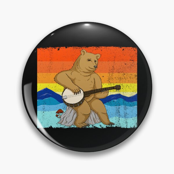 Item preview, Bear Playing Banjo Retro Mountains Bluegrass Music Banjo Gear designed and sold by DynamicDesign.