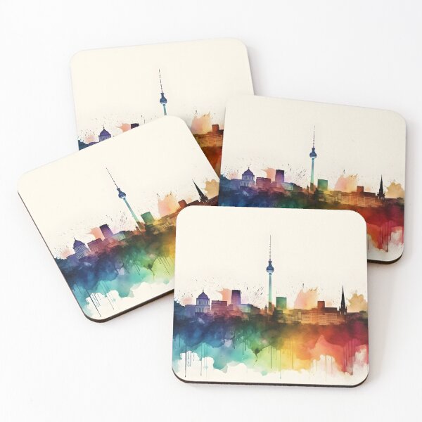 Item preview, Berlin skyline watercolor painting, 2D skyline, Berlin souvenir, Berlin travel, German city, Germany trip designed and sold by SpettacolArte.