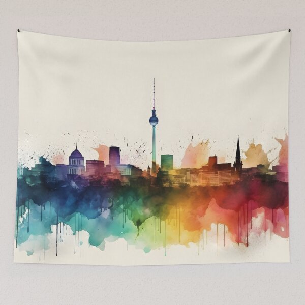 Item preview, Berlin skyline watercolor painting, 2D skyline, Berlin souvenir, Berlin travel, German city, Germany trip designed and sold by SpettacolArte.