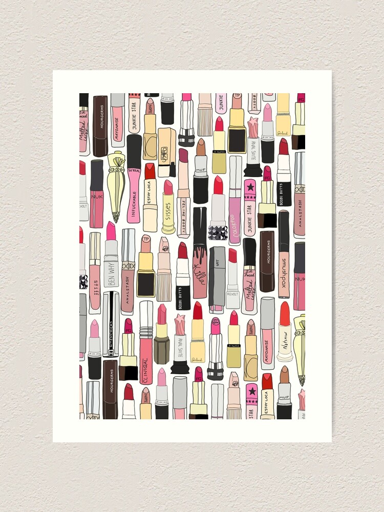 Alternate view of Lipsticks Makeup Illustration Collection Art Print
