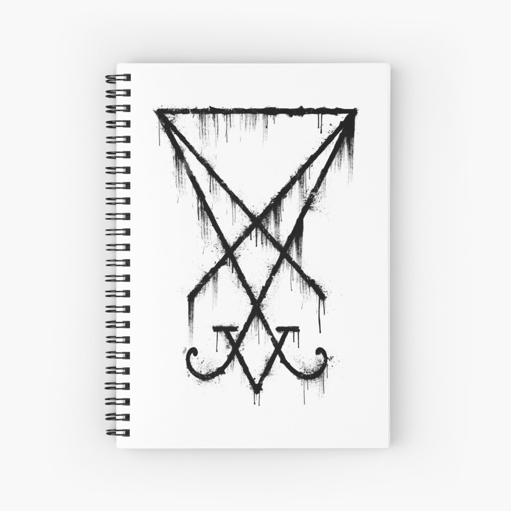 "Lucifer Sigil - The Devil's Symbol Black Grunge" Spiral Notebook for