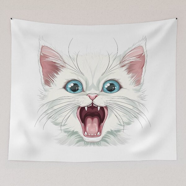 Item preview, White Cat Screaming designed and sold by Crazycatgraphic.