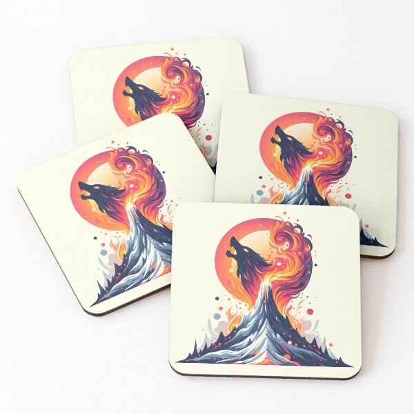 Item preview, Minimalist Fire Lava Wolf on Mountain, Ai Generated Art  designed and sold by ACC .