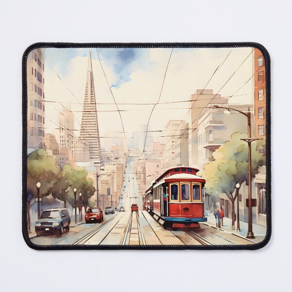 Item preview, Cable cars watercolor painting, San Francisco landscape, SF art, San Francisco souvenir, Silicon Valley designed and sold by SpettacolArte.