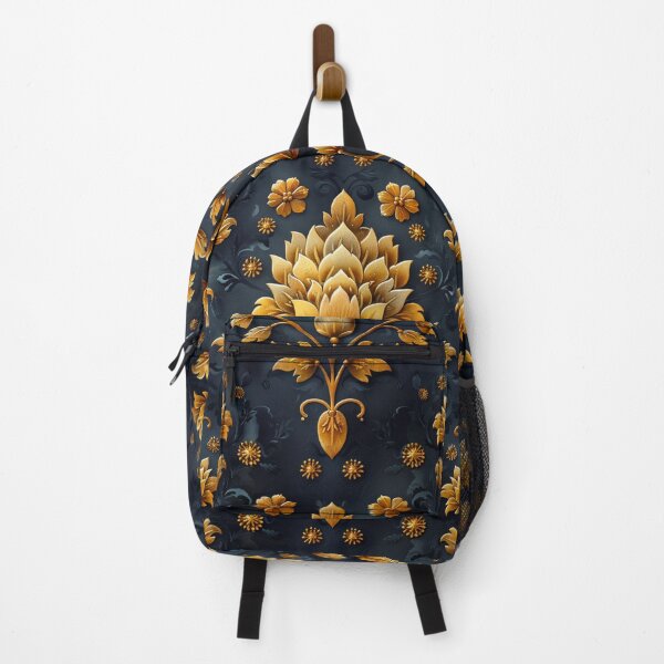 Item preview, blue golden fire flower motif pattern design designed and sold by BartHugoKnight.