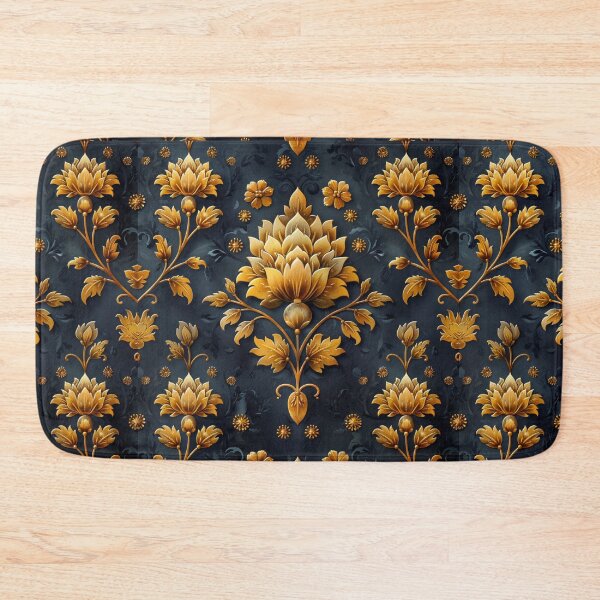 Item preview, blue golden fire flower motif pattern design designed and sold by BartHugoKnight.