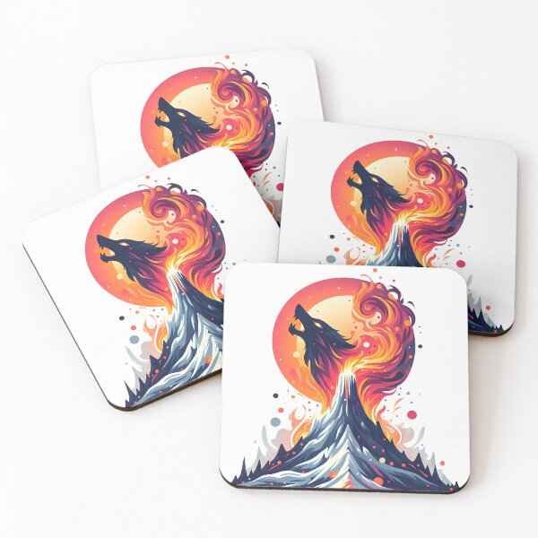 Item preview, Minimalist Fire Lava Wolf on Mountain, Ai Generated Art  designed and sold by ACC .