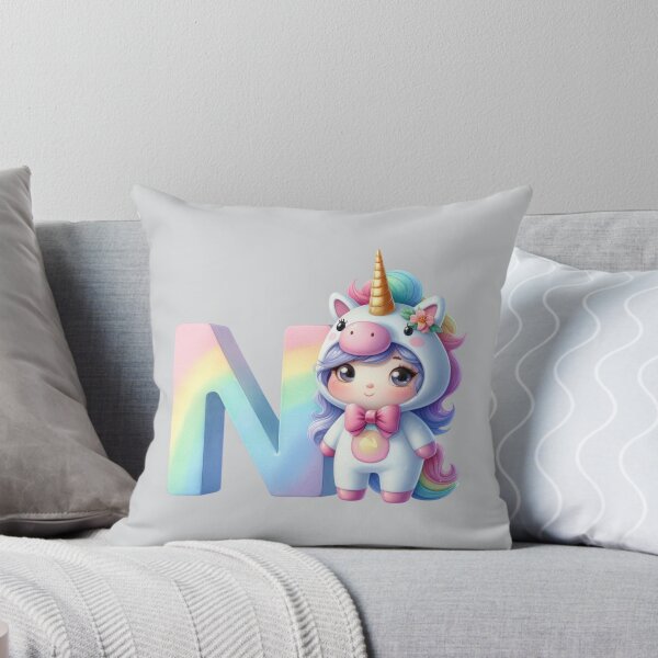 Item preview, Unicorn kawaii alphabet monogram letter N designed and sold by portrait4you.
