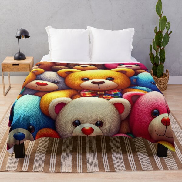 Aperçu de l'œuvre Kaléidoscope de câlins Un collage d'ours en peluche coloré créée et vendue par ArtComixHaven.