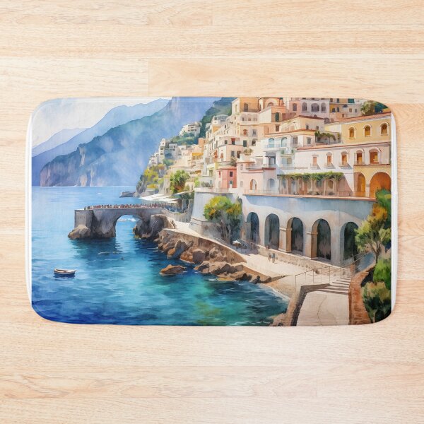 Item preview, Amalfi coastline watercolor painting, Naples coast, Italy souvenir, Italian travel, Italian summer beach designed and sold by SpettacolArte.