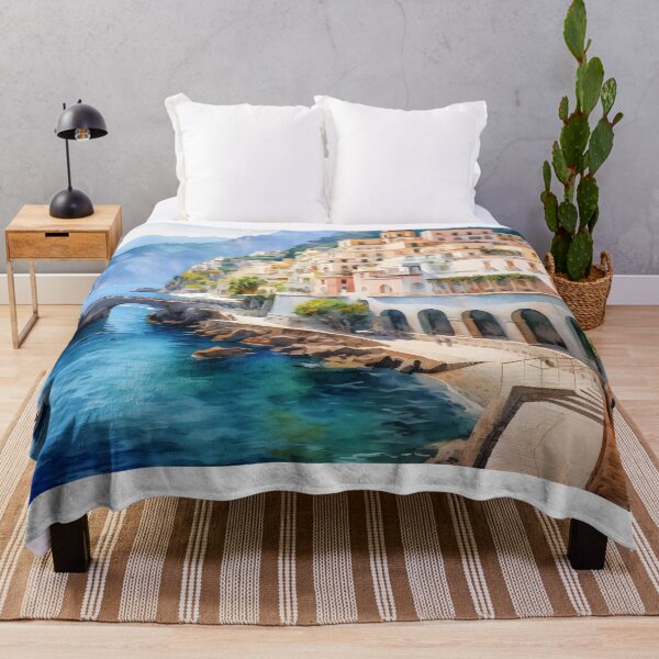 Item preview, Amalfi coastline watercolor painting, Naples coast, Italy souvenir, Italian travel, Italian summer beach designed and sold by SpettacolArte.