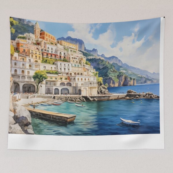 Item preview, Amalfi beach watercolor painting, Naples coast, Italy souvenir, Italian travel, Italian summer designed and sold by SpettacolArte.