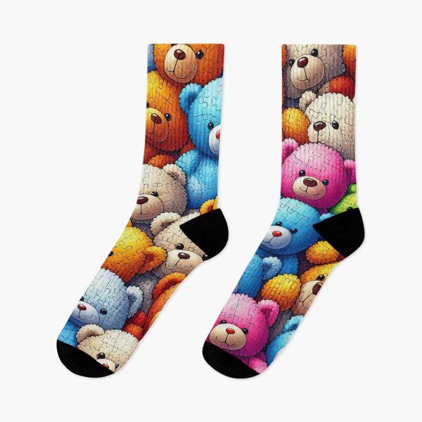 Item preview, Patchwork Pals Vibrant Puzzle Bears in Harmonious Huddle designed and sold by ArtComixHaven.