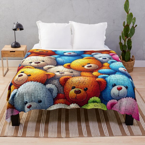Item preview, Patchwork Pals Vibrant Puzzle Bears in Harmonious Huddle designed and sold by ArtComixHaven.
