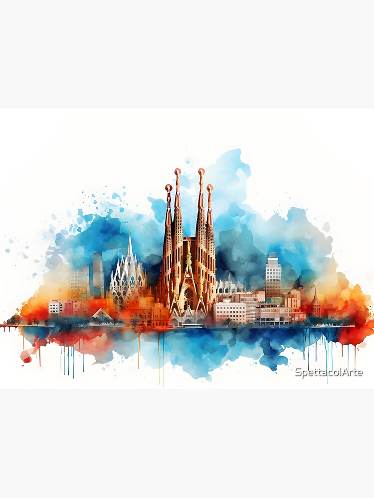 Barcelona T-Shirt - Skyline Watercolor Art Souvenir Gift Barcelona T-Shirt - Skyline Watercolor Art Souvenir Gift