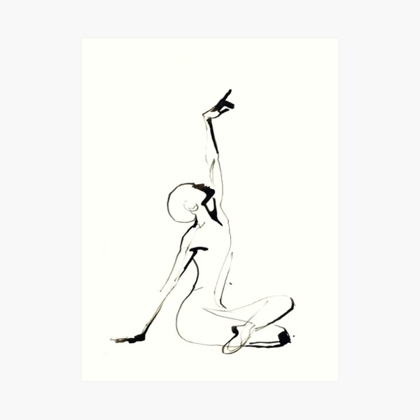 India Ink Dance Drawing Art Print