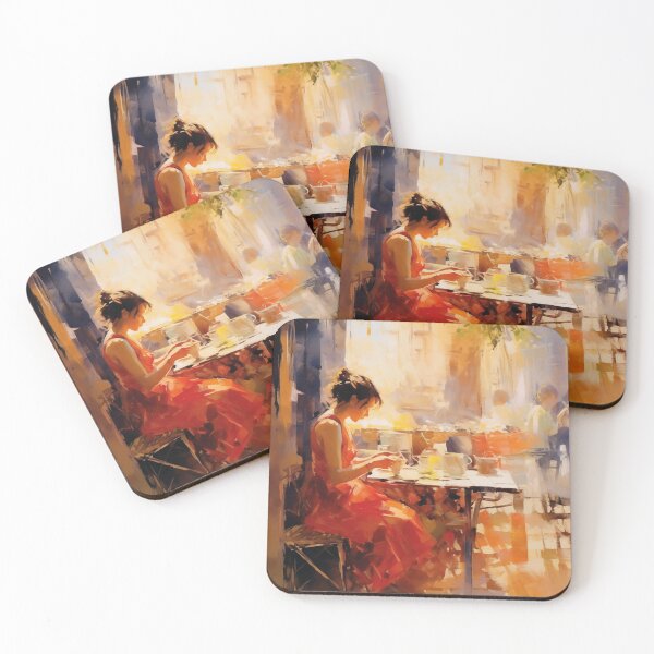 Item preview, Morning mood - woman in the city cafe | impressionism designed and sold by AniDragonfly.