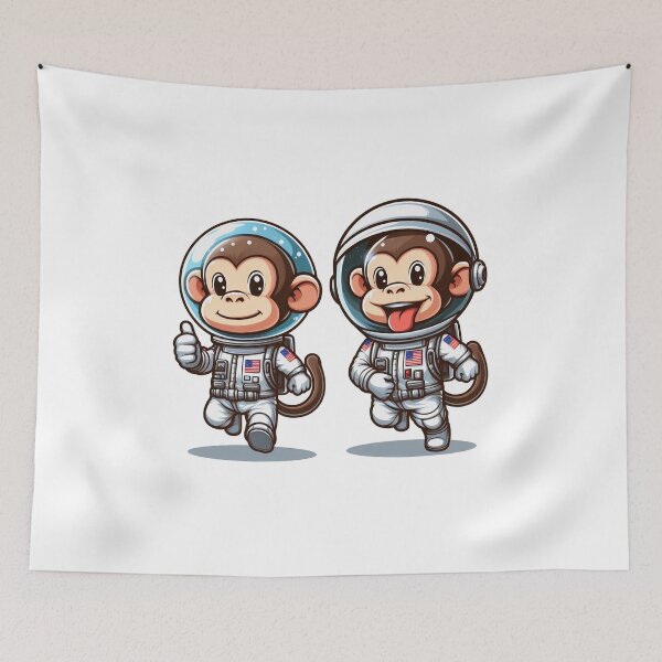 Item preview, two monkeys wearing astronaut costumes designed and sold by MzulhilmiZam.