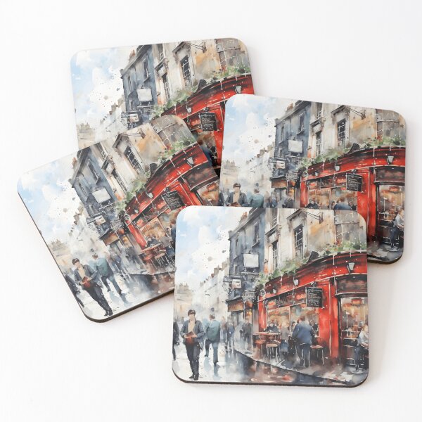 Item preview, London street pubs watercolor painting, city landscape, London souvenir, London cityscape, UK travel designed and sold by SpettacolArte.